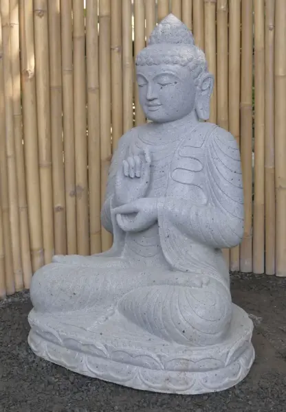 Product image 3 of the product “Seated Buddha, position Dharmachakra, 71 x 56 x 100 cm, riverstone grey ”
